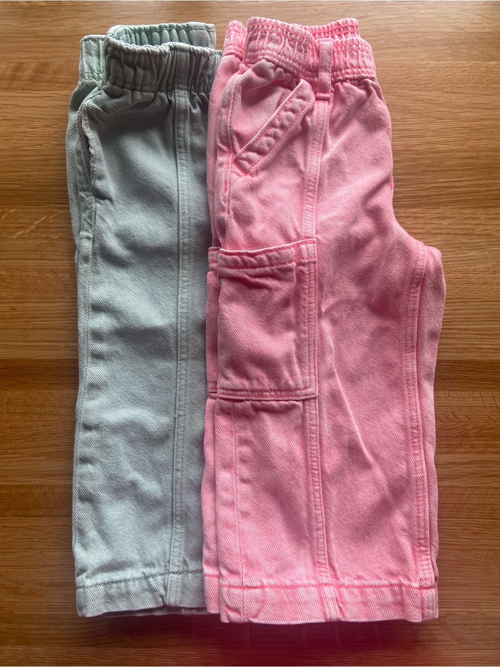 Gap Toddler Baggy Pants - Size 2 / 2T - Neon Pink and Light Green